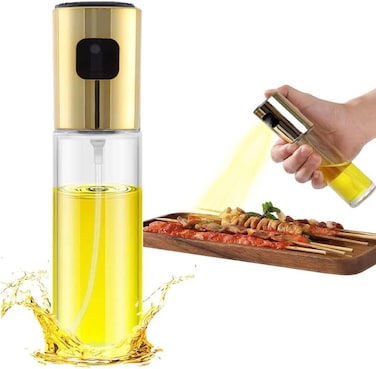 100ml Olive Oil Sprayer Dispenser for Cooking, Food-Grade Glass Oil Spray Bottles, 2 Pack Kitchen Olive Oil Mister Dispensers for Air Fryer BBQ, Salad, Baking, Roasting, Grilling, Frying