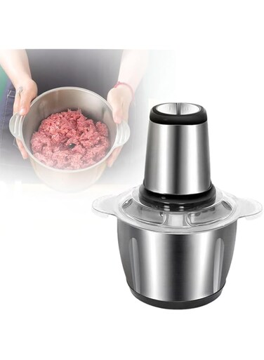 YOMYM Multifunctional Stainless Steel Meat Grinder, 2024 New German Stainless Steel Electric Meat Grinders Food Processor, 300W Strong Power Mincers for Home Kitchen Commercial Use (Black)