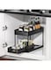 Moonmen Under Sliding Cabinet Basket Organizer, 2 Tier Storage Under Cabinet Bathroom Under Sink Organizers and Storage Under Sink Storage for Bathroom Kitchen (Black)