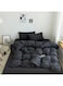 Cotton Duvet Cover Set, 4 Pieces Soft Brushed Microfiber Comforter Cover with Zipper Closure, Include 1 Duvet Cover 200x230cm 1 Flat Sheet and 2 Pillowcase, Full Size(Black)