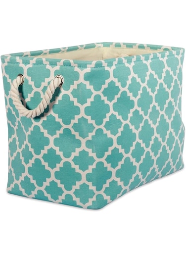 DII Polyester Container with Handles, Lattice Storage Bin, Small, Aqua