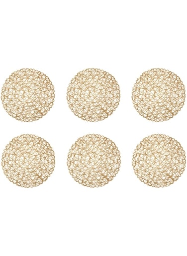 Dii woven paper tabletop collection holiday or event dcor, reversible round placemat set, 15 dia, taupe, 6, piece