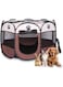 Fabric Pet Play Pen, Foldable Pet Playpen, Portable Dog Cat Rabbit Pig Puppy Playpen, Collapsible pet Kennel Cage, Sturdy pet Tent, Pet Breeding Room, Pet Playground Indoor/Outdoor(L, Brown)