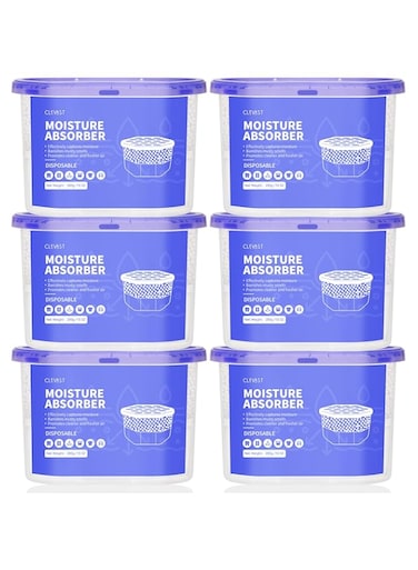CLEVAST Moisture Absorbers Boxes 6 Pack, Dehumidifier Boxes for Closet, Unscented Hanging Humidity Absorber in Wardrobes, Bedrooms, Bathrooms(280g/pack)