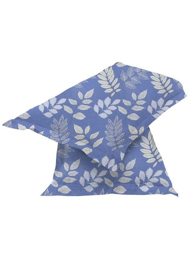 HOME Cotton Pillow Cover/Case Set (2 Pcs) - 18"x28" inches, Blue&amp;Cream