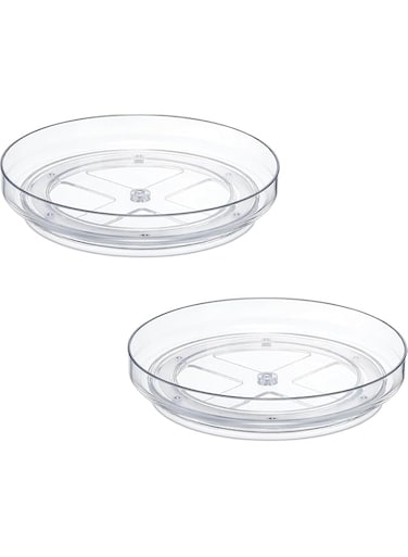 Vercapm 2 Pack 9 Inch Clear Non-Skid Lazy Susan Organizers - Turntable Rack for Kitchen Cabinet, Pantry, Refrigerator, Bathroom Closet, Vanity Makeup, Office