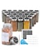 24Pcs Spice Jars with Labels - Glass Spice Jars with Shaker Lids, Minimalist Spice Labels Stickers, Collapsible Funnel, 4oz Seasoning Containers