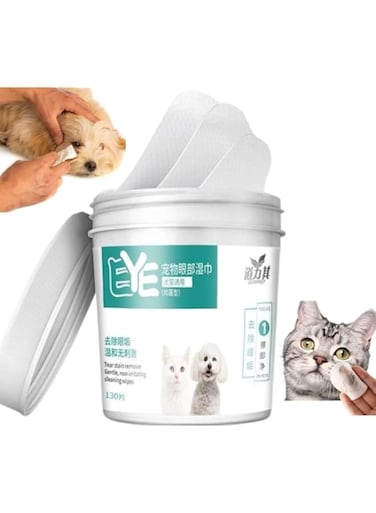 FDTY 130 Pet Eye Wipes to Clean Tear Stains on Eyes of Cats &amp; Dogs Pet Eye wipes to clean dirt Crust  Pet Wipes Made up of Gentle Cotton Pads for Cleansing of Pet Eyes and Nose
