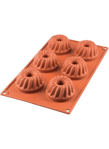 silikomart Six Silicone Bundt Shaped Moulds, Red