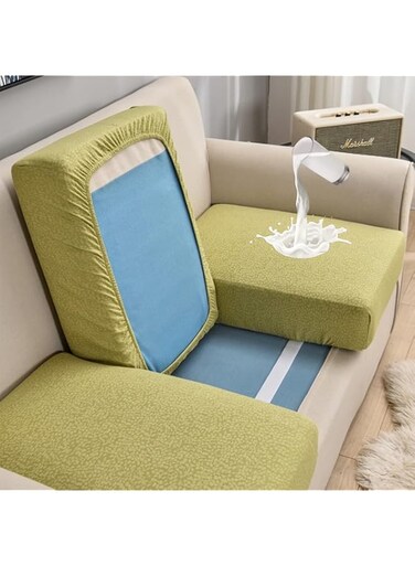 SHUOJIA Sofa Seat Cushion Covers, Waterproof Sofa Seat Cushion Covers Replacement, Stretch Sofa Cushion Protector for Individual Cushions,Seat Couch Cover for Pets &amp; Kids (Large-4-Seater,Tender Green)