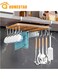 Under Cabinet Utensil Hanger, Load Bearing Under Cabinet Mug Hanger, Stainless Steel Kitchen Paper Towels Holder, Cutting Board Holder, Multipurpose Storage Rack Hanger for Kitchen, Silver