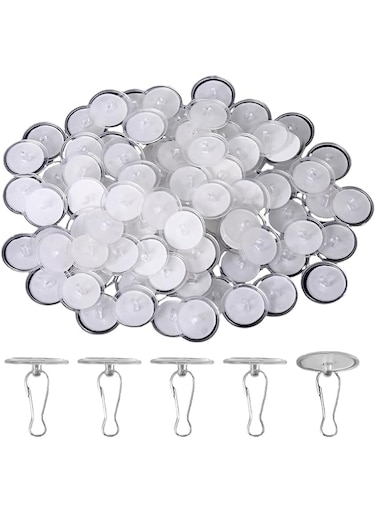 80 Sets Self-Adhesive Ceiling Hooks for Hanging Removable Transparent Wall Hanger Sticky Ceiling Hooks Damage-Free No-Drill Ceiling Discs for Party Wedding Festivals Decor (Style1, One size)
