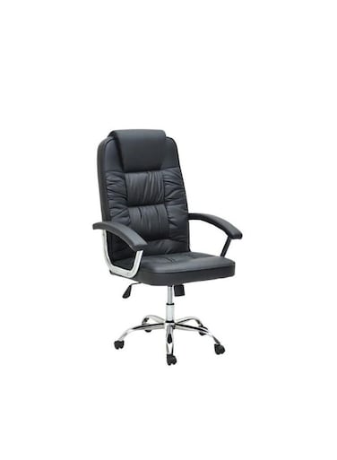 Ergonomic Office Chair, Computer Desk Chair, PU material, Steel Structure, Smooth lumbar support with adjustable Height BLACK