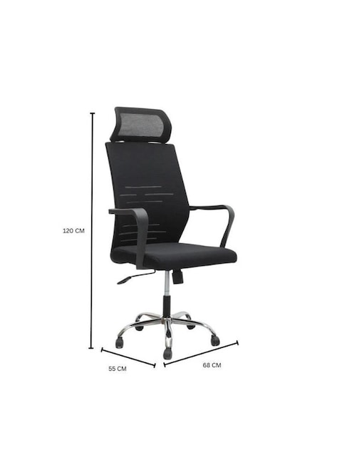 Office Chair, Desk Mesh Chair, Ergonomic Computer Chair, 360° Swivel Chair, Adjustable Lumbar Support, Headrest, and Armrests, Lockable Tilt , Black