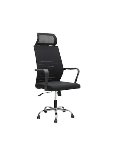 Office Chair, Desk Mesh Chair, Ergonomic Computer Chair, 360° Swivel Chair, Adjustable Lumbar Support, Headrest, and Armrests, Lockable Tilt , Black