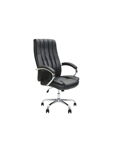 Office Chair With High Back Large Seat And Desk Chair Tilt Function Executive Swivel Computer Chair Pu BLACK
