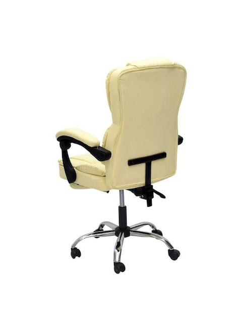 Premium Leatherette Office Chair, High Back Ergonomic Home Executive Chair with Spacious Cushion Seat, Footrest &amp; Heavy Duty Off White Color