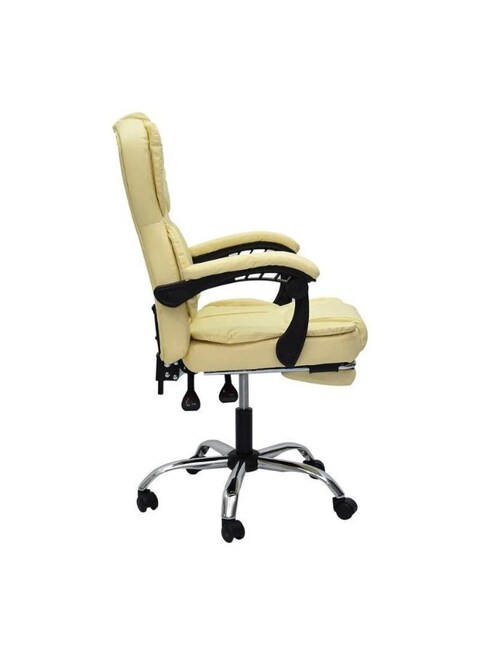 Premium Leatherette Office Chair, High Back Ergonomic Home Executive Chair with Spacious Cushion Seat, Footrest &amp; Heavy Duty Off White Color