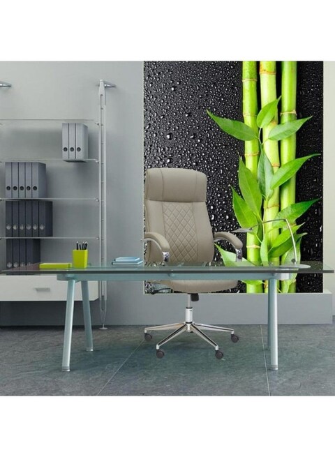 Executive Office Chair, Ergonomic Office Chair, Contoured And Height Adjustable Leather Seat, High Back, Chrome Arms And Tilt Lock Lever, Grey Color