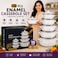 10 PCS Enamel Casserole Set with Lids, Marble Finish, Food Safe, Multi Size Cooking Pot Set
