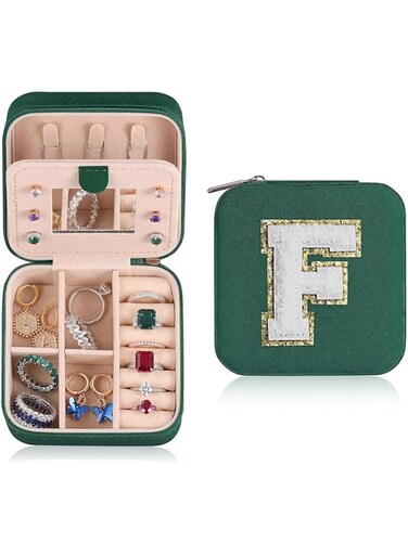 Parima Jewelry Boxes for Women Girls Fashion, Initial Jewelry Box Green Jewelry Box Small Travel Jewelry Box for Girls Mini Travel Jewelry Case Jewelry Box Jewelry Organizer Travel Essentials
