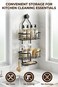 3-Tier Iron Sink Organizer with Hooks, Metal Utility Caddy for Kitchen, Laundry Room, Garage - Heavy Duty Anti-Rust Over Sink Storage Rack for Sponges, Soaps, Brushes, Cleaning Supplies, Space Saving Organizer, Water-Resistant &amp; Sturdy-Black