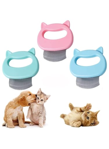 AMERTEER Cat Brush for Indoor Cats, Long &amp; Short Hair Deshedding Comb, Pet Grooming Brush for Shedding, Tangles &amp; Mats, Self-Cleaning Cat Hair Remover Tool, Cat Comb &amp; Grooming Brush
