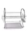 2-Tier Dish Drying Rack With Drain Board Silver/White
