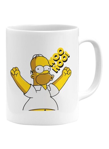 Simpson Woo Hoo Printed Coffee Mug White/Yellow/Black
