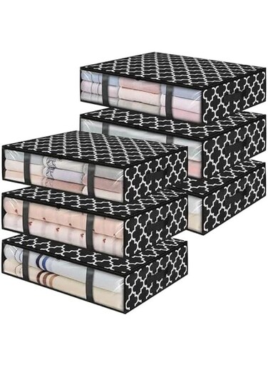 6 Pack Storage Bags, Clothes Storage, Under bed Storage Containers With Durable Handles, Large Capacity Storage Bins, Foldable Storage Organizers For Clothes, Bedding and Toys (32-04-6p)