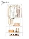Portable Metal Small Garment Rack, Sturdy Clothing Rack with Double Layer Shelf for Storing Clothes, Shoes, Suitable for Bedroom, Office, Living Room, 24.4 x 13.8 x 62Inches - White