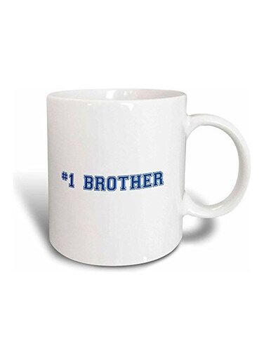 Brother Text Printed Mug White/Blue