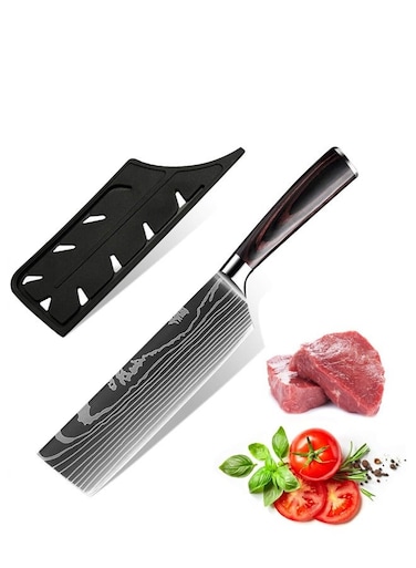 Cleaver Knife 7 Inch, High Carbon Steel Chopper Knives Kitchen with Pakkawood Handle, Asian Nakiri Vegetable Meat Chef Knife (7 inch Cleaver knife)