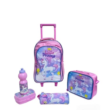 5-in-1 Kids School Rolling Backpack Set with Lunch Bag, Pencil Case, Lunch Box &amp; Water Bottle

