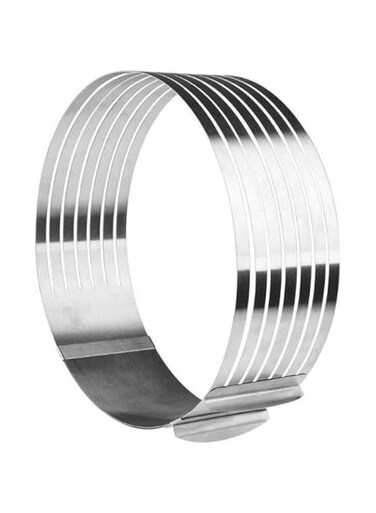 Dubai Gallery Stainless Steel Cake Ring Cutterlayer Cake Slicer Kit Mousse Slicing Cakediameter Is 24Cm Silver