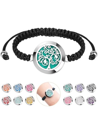 Essential Oil Bracelet for Women, Essential Oil Diffuser Bracelet Set - Stainless Steel Aromatherapy Locket with Adjustable Band, Includes 12pcs Refill Pads Gift for Women