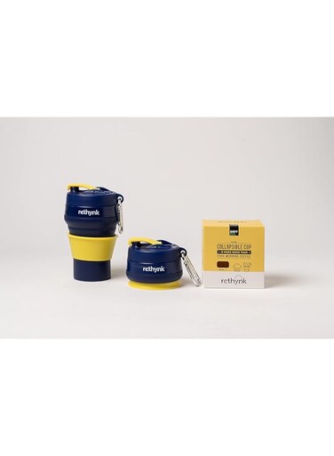 re.thynk BPA-free Collapsible Coffee Cup with Lid (Blue, 350ml)