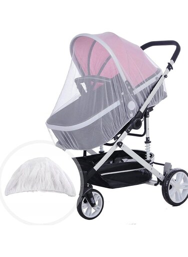 Universal Stroller Mosquito Net Pram Net, Fly Bug Insect Net Protection Cover for Pushchair Car seat Buggy carrycot Bed Stroller Bassinet Basket Jogger Travel cot (White)