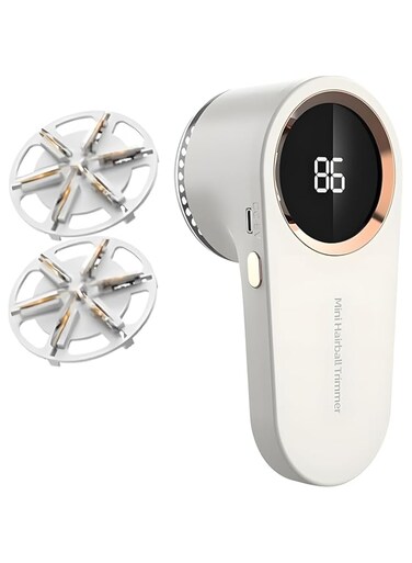 X spring Fabric Shaver, Rechargeable Lint Shaver with Digital Display, 3-Speeds Defuzzer Remove Fuzz with 2 Replaceable 6-Leaf Blades, Suitable Clothes, Furniture, Sofa, Blanket