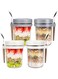 HJB VISSO Glass Jars, Overnight Oats Container with Lid and Spoon [4 Pack], Overnight Oats Jars, 350ml / 10 oz Cereal, Milk, Vegetable and fruit Salad Storage Container with Measurement Marks