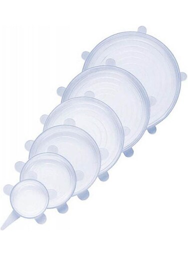 Silicone Lids Food And Bowl Covers Reusable Stretch Lids Cover Wrap For Cups Cans And Mugs Multisizetransparent 6 Pack Multicolour