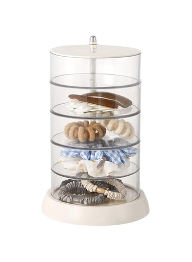 NALACAL Clear Rotable Box, 5 Layers Jewelry Storage Box With Lid, Easy Classify Storage by Layer Box for Hair Accessories, Beauty Supplies, Earrings Necklaces Bracelets
