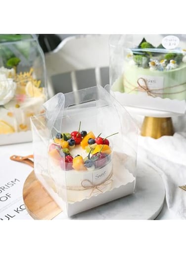 DZOZO 10Pcs Transparent Cake Box Clear Cake Gift Box Square Plastic Baking Box Cupcake Containers Display Box Carrier Cake Holder for Candy Chocolate Dessert