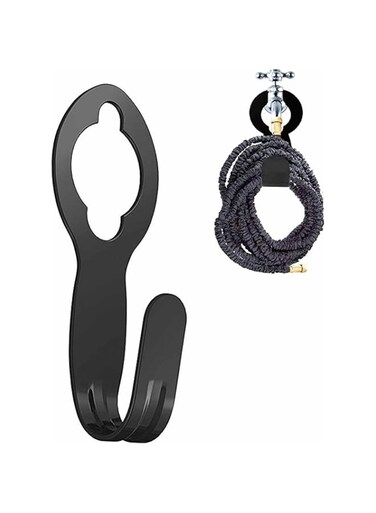 Tazweeq Garden Hose Hook, Heavy Duty Metal Hose Holder for 50 ft. 25 ft. Retractable Watering Hose, Holds Over 110 lbs (Black)