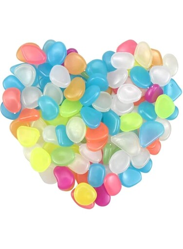 eWINNER 300 PCS Luminous Stones Mixed Color Glow Rocks Decorations DIY Decorative Pebbles for Aquarium Fish Tank Sidewalk Garden Path Patio Terrace Lawn Yard Ornaments Colorful Cobbles Decor