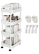 4-Tier Rolling Utility Cart with Wheels, Detachable Utility Storage Cart with Handle and Lockable Casters, Multi-Functional Storage Trolley for Office, Kitchen,Bathroom(White, 4-Tier)