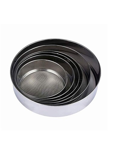 Round Shaped Flour Strainer Silver