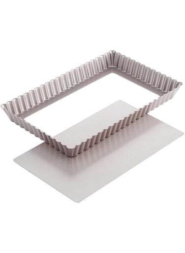 CHEFMADE Rectangle Tart Pan, 7x11-Inch with Removable Loose Bottom Non-Stick Oblong Quiche Bakeware for Oven Baking (Champagne Gold)