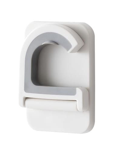 2-Pack No-Punch Wall Mount Mop Hooks, Strong Self-Adhesive Mop Holder for Bathroom, Kitchen, Living Room, Balcony(white）
