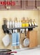 Magnetic Kitchen Knife Rack,Wall-Mounted Knife Holder,Kitchen Wall Shelf Heavy Duty Spoon Organizer,Cutlery Holder With 6 Hooks And Towel Rack,Kitchen Utensil Holder,Multipurpose Tool Holder